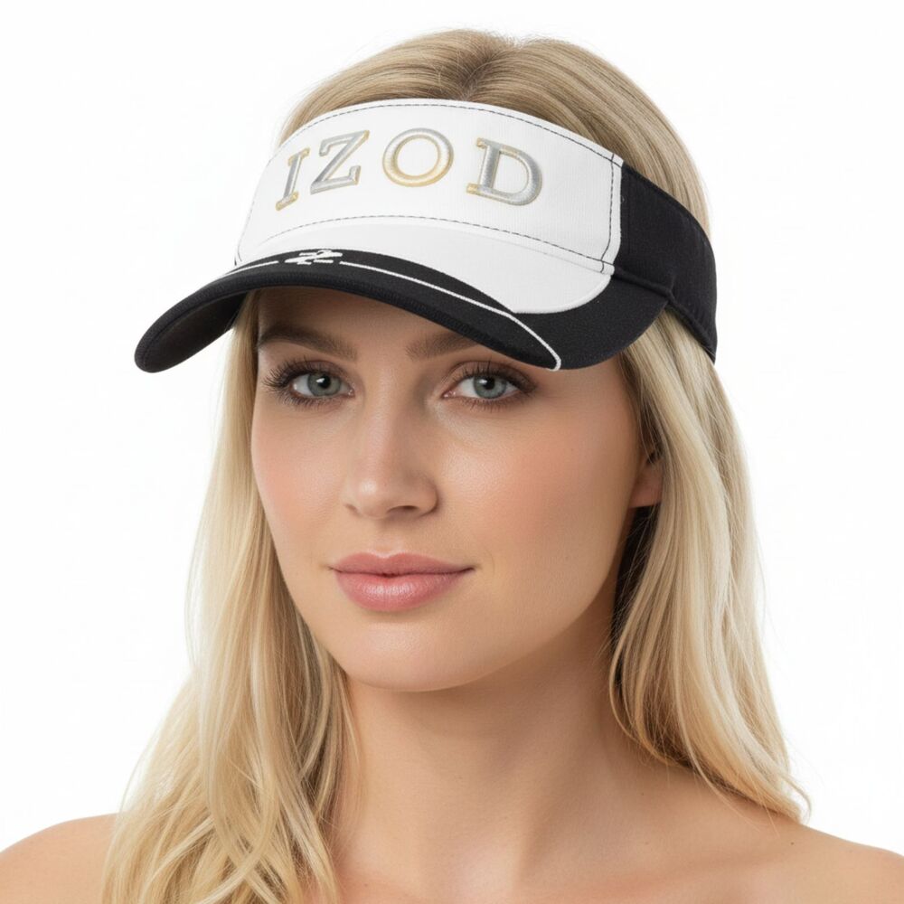 Izod Black & White Visor Sun Hat OS - Picture 1 of 5